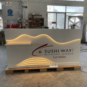 Banco Sushi prezzo all'ingrosso bianco acrilico pietra Led Light Cafe gelato giapponese ristorante Sushi Bar Interior Design - Product Image 1