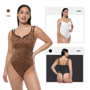 Venta al por mayor de encaje con cuello en V T-Back cintura y abdomen Shaping Tanga Shapewear Body para mujeres Sexy <span class=keywords><strong>Leopard</strong></span> Body - Product Image 2