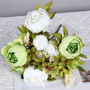 Factory Direct Supply 13Heads <b>Artificial</b> <b>Peony</b> Flower Bunches Premium Silk Real Touch for Wedding Arrangement Home Decor - Product Image 6