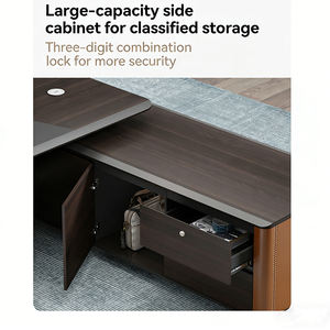 Escritorio <span class=keywords><strong>de</strong></span> Oficina Moderno y Lujoso Personalizado para CEO, Uso Doméstico, Caja Multimedia Oculta, Cerradura <span class=keywords><strong>de</strong></span> 3 Dígitos, Diseño Geométrico Elegante, Ejecutivo, Gerente - Product Image 6