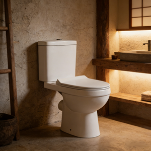 WC commercial à siphon en P, deux pièces, à fixation murale, en céramique, facile à nettoyer, avec réservoir intégré, à prix avantageux - Product Image 5