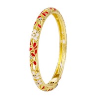 Nouveau Bracelet Vintage en Émail Plaqué Or avec Zircon et Fleur à Quatre Feuilles, Motif Fleurs de Prunier, Tendance Rétro pour Femme, Anniversaire