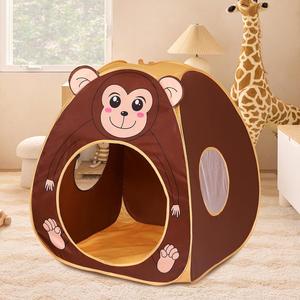 Casita de juegos plegable para niños con diseño de mono marrón, con bolsa de almacenamiento, tienda de campaña para niños pequeños, venta al por mayor - Product Image 4