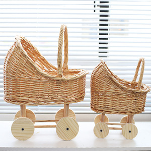 Baby <strong>Basket</strong> Handmade Stroller <strong>Wicker</strong> <strong>Storage</strong> <strong>Basket</strong> Flower <strong>Basket</strong> Photography Props Children's Toys Pet <strong>Basket</strong> - Product Image 6