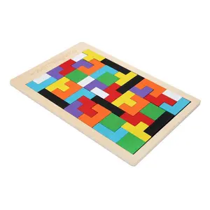 Wooden Children Hundred Variations Square Blocks Puzzle Board Game Tangram Jigsaw Tetri Educational Toys