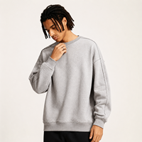 Sweat-shirt à col rond en molleton teint à la cire 365 GSM, délavé, bords bruts, coupe ample, style streetwear américain, fourniture marque privée