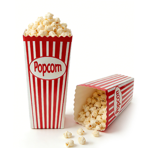 Cajas de Palomitas Rojas Personalizadas Wellons, Caja de Palomitas con Logotipo Impreso Personalizado, Caja de Palomitas Gigante Biodegradable con Sal - Product Image 1
