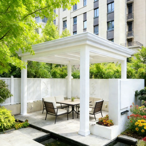 Pergola haut <span class=keywords><strong>de</strong></span> gamme en aluminium imperméable avec <span class=keywords><strong>éclairage</strong></span> LED intégré, pavillon <span class=keywords><strong>de</strong></span> jardin <span class=keywords><strong>extérieur</strong></span> pour repas en plein air - Product Image 2