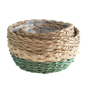 Draagbare multifunctionele plantenbak bloemenmand set eco-design binnen buiten display stapelbaar geweven bloempot set - Product Image 3