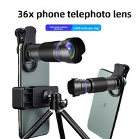 Kit d'objectif téléobjectif HD 36X pour téléphone, objectif téléobjectif universel pour téléphone portable avec mini trépied, clip pour téléphone pour iPhone Samsung