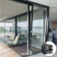 Cosyhouse Fenêtres à battant en aluminium et portes pliantes Fenêtre coulissante en aluminium Conceptions de balcons Portes et fenêtres en aluminium