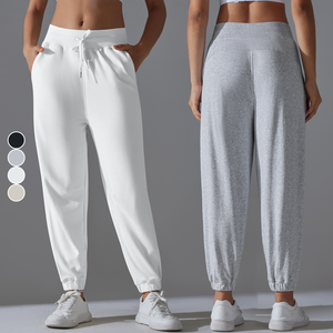 Pantalons de yoga pour femmes à haute élasticité à neuf points, nouvelle couleur unie, taille élastique, respirant, extensible dans les quatre sens, séchage rapide, leggings plus - Product Image 1