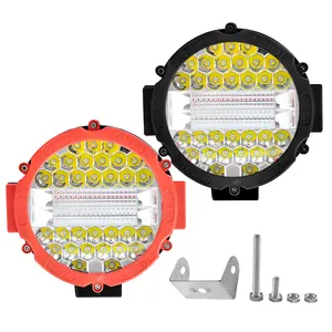 51w led çalışma ışıkları 24v 7 inç led sis farları çift renkli ve yanıp sönen çalışma ışığı kamyon traktör ekskavatör yol