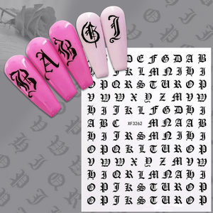Adesivi per Nail Art 3D con lettere gotiche autoadesive in argento oro alfabeto per Nail Art decalcomania con scritta colorata per unghie tatuaggi adesivi decalcomania - Product Image 3