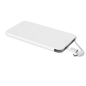 2024 Trending Product Slim Power Bank 4000mah logo Print Thinner Size Built in Cable Power Bank
