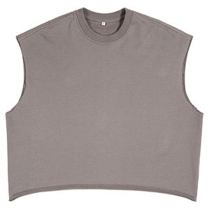Camiseta sin mangas transpirable personalizada <span class=keywords><strong>de</strong></span> alta calidad para <span class=keywords><strong>hombre</strong></span>, camiseta sin mangas con borde crudo y dobladillo redondo, camiseta sin mangas cuadrada <span class=keywords><strong>de</strong></span> peso pesado - Product Image 3