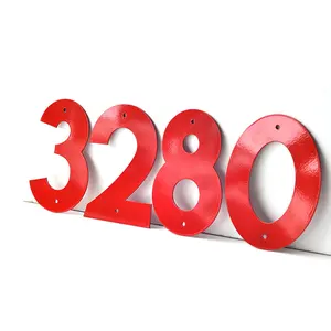 Литые металлические Цифры для дома под заказ, черные, красные, оранжевые, алюминиевые цифры с порошковым покрытием