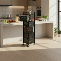 Étagère de rangement de cuisine multifonctionnelle, chariot rotatif sur roulettes, panier à collations multi-niveaux pour fruits, légumes, vaisselle