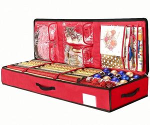 Sacs de rangement pour papier cadeau de Noël, accessoires de fête, conteneur de rangement avec poches intérieures - Product Image 1