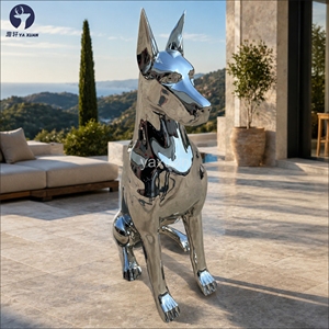 Escultura de Doberman <span class=keywords><strong>Pinscher</strong></span> de Acero Inoxidable 304 316 Pulido a Espejo, de <span class=keywords><strong>Tamaño</strong></span> Real, Moderna, para Decoración de Jardín o Villa - Product Image 5