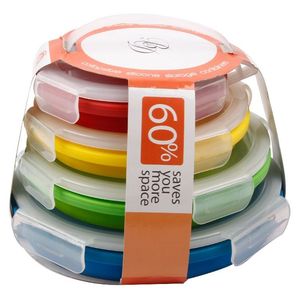 New Arrival Leftover Meal Box Microwave Bento Lunch Boxes 4pcs Collapsible Silicone Food Storage Container With Lid