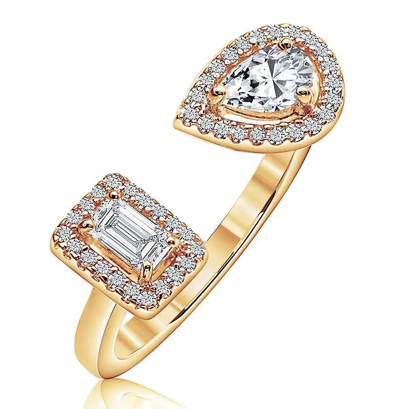 großhandel punk baguette diamant party zirkon ringe 5a cz 18k gold plattiert perle geometrie vielversprechen 925 silber manschette ring für damen