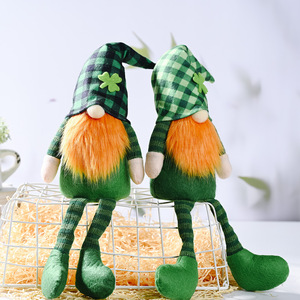 Youlun St. Patricks Day Gnome Poupée En Peluche Elfe Irlandais Shamrock Longue Jambe Sans Visage Gnomes En Peluche Pour La Maison Table Printemps Ornements - Product Image 2