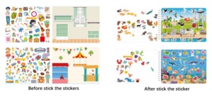 Autocollants de scène réutilisables livres d'activités pour enfants avec stylos colorés <span class=keywords><strong>livre</strong></span> d'activités amusant à colorier pour étudiants - Product Image 6