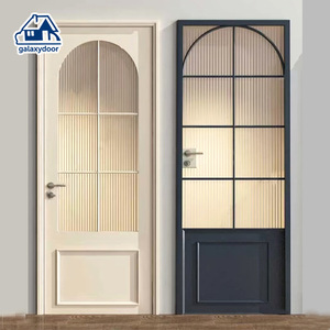 Portes intérieures modernes en aluminium arqué avec verre trempé pour chambre, salon, douche – Design arqué étanche - Product Image 1