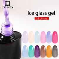 ICE NOVA ICE Glass Gel Polish Série Adhésive Entièrement Transparente Couleurs Claires Adaptées au Printemps Sans HEMA/TPO/HPMA Végétalien Biologique