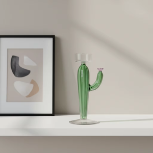Portavelas <span class=keywords><strong>de</strong></span> Vidrio Hecho a Mano con Forma <span class=keywords><strong>de</strong></span> <span class=keywords><strong>Cactus</strong></span> Verde, <span class=keywords><strong>Candelabro</strong></span> Decorativo Moderno para Mesa, Decoración para el Hogar, Bodas y Fiestas - Product Image 4