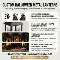 Ensemble de lanternes en métal noires personnalisées pour Halloween, décoratives, pour table, porche, décoration de la maison, OEM, décoration de lanterne d'Halloween