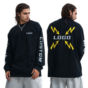Épaule tombante Streetwear Fabricant Logo Haute Qualité Poids Lourd 100% Coton Hommes Sweatshirt Personnalisé à Manches Longues T Shirt - Product Image 1