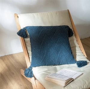 Pillow Cover Chenille Handmade Cute Tassel Sofa <strong>Cushion</strong> Cover Solid Green Navy <strong>Beige</strong> Nordic Home Decor Pillow Cover - Product Image 3