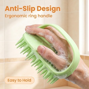 Brosse à shampooing en silicone antidérapante, masseur de cuir chevelu, nettoyage en profondeur, démêlage, soin des cheveux secs et humides, brosse de douche exfoliante pour cheveux, OEM ODM - Product Image 4