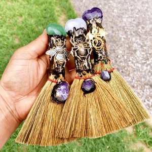 Escoba Mágica del Zodíaco Hecha a Mano con Incrustaciones de Piedras Rodantes, Decoración para el Hogar, Artesanía de Cristal, Feng Shui Tradicional - Product Image 4