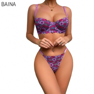 Set di Lingerie ricamata a fiori in pizzo colorato 2 pezzi <span class=keywords><strong>abbigliamento</strong></span> <span class=keywords><strong>donna</strong></span> <span class=keywords><strong>Sexy</strong></span> - Product Image 5