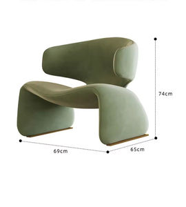<span class=keywords><strong>Poltrona</strong></span> Singola di Design Nordico con Braccioli Ergonomici Confortevoli, Rivestita in Velluto, Adatta per Aree di Ricevimento in Hotel - Product Image 6