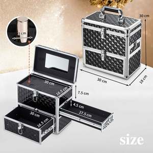 Large Nail Polish <b>Box</b> with Drawer and Dividers Professional <b>Makeup</b> Train Case Manicure Organizer Travel Cosmetic <b>Box</b> Storage - Product Image 5
