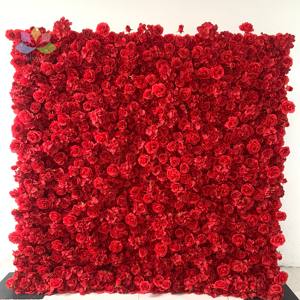 Panneau de fond mural en tissu 3D enroulable L05 pour décoration de mariage et de <span class=keywords><strong>salon</strong></span>, avec roses artificielles en soie, motif floral violet - Product Image 5