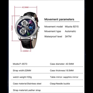 Reloj Mecánico Luminoso Celestial, Reloj Automático Único con Diseño de Planetas, Luna y Tierra, para Hombre, Fabricantes de Relojes Astronómicos - Product Image 4