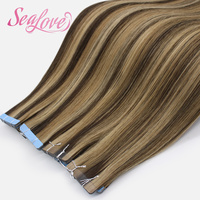Extensions de cheveux à bandes adhésives bleues, extensions de cheveux humains à double face, extensions de cheveux naturels à bandes adhésives classiques
