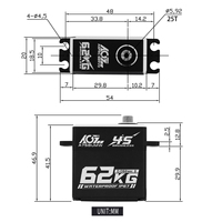Servo numérique de grande taille AGFRC 62KG Super Torque HV 0.092Sec A75BUMW Brushless IP67 étanche programmable 4S pour buggy RC 1/8