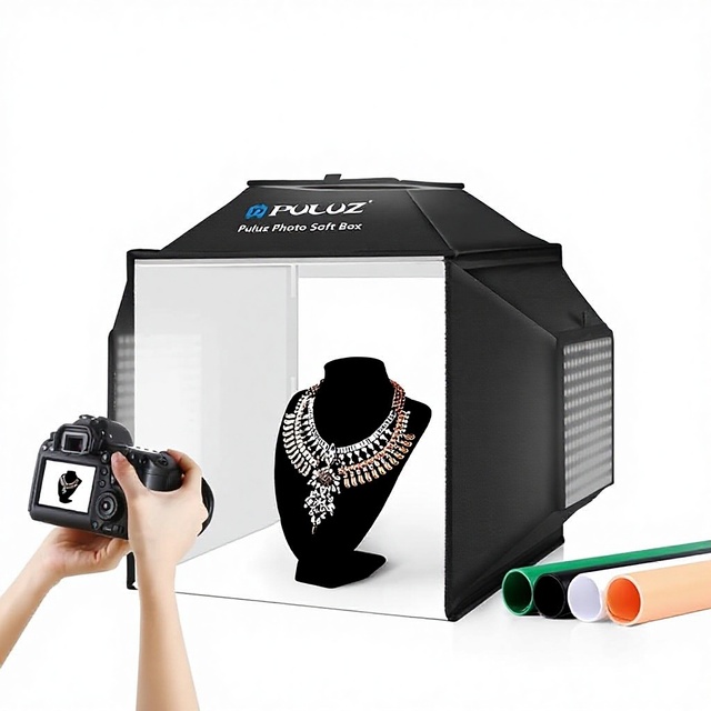 PULUZ 40cm Photo Studio Photo Box PU5042 Photography Soft Box Portable Folding Studio Shoot Tent Box Kit 4 Color Background