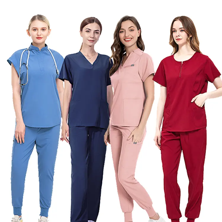 New Style Fashion Uniform Jogger V Neck Scrub Tops Suit Clinic Custom Hospital Nurse Scrubs Medical uniformes medic