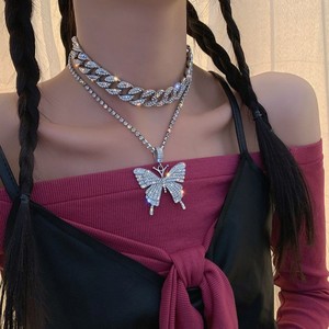 New Style Long Sweater Zubehör Shiny Butterfly Halskette Clavicle Choker Chain Halskette Double Layer Butterfly Halskette - Product Image 2