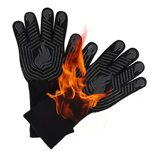 Guantes de cocina de silicona antideslizantes, resistentes al calor, para horno, barbacoa, Material de algodón