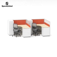 Poste de travail double de style industriel SpaceUnited avec cloison de type écran pour bureau commercial
