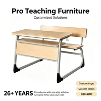 Fournitures scolaires en Libye, ensembles de table et bancs doubles Werzalit, bureau en bois pour salle de classe, bureau et chaise connectés