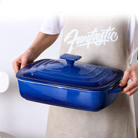 Grand plat à four carré en émail durable et écologique avec couvercles, idéal pour la cuisson et les casseroles
